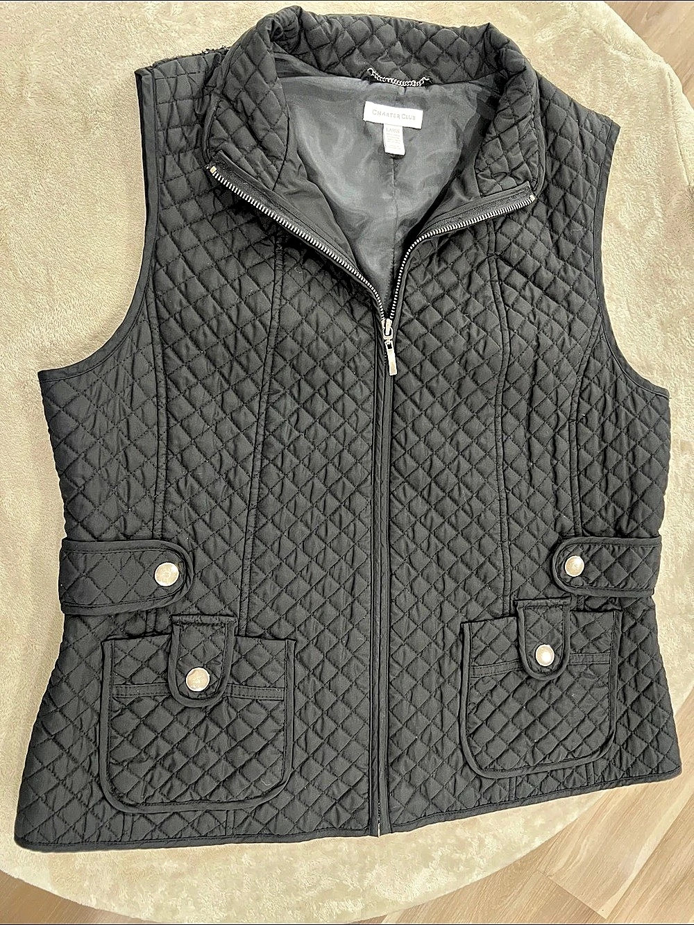 Charter Club Quilted Vest in Black